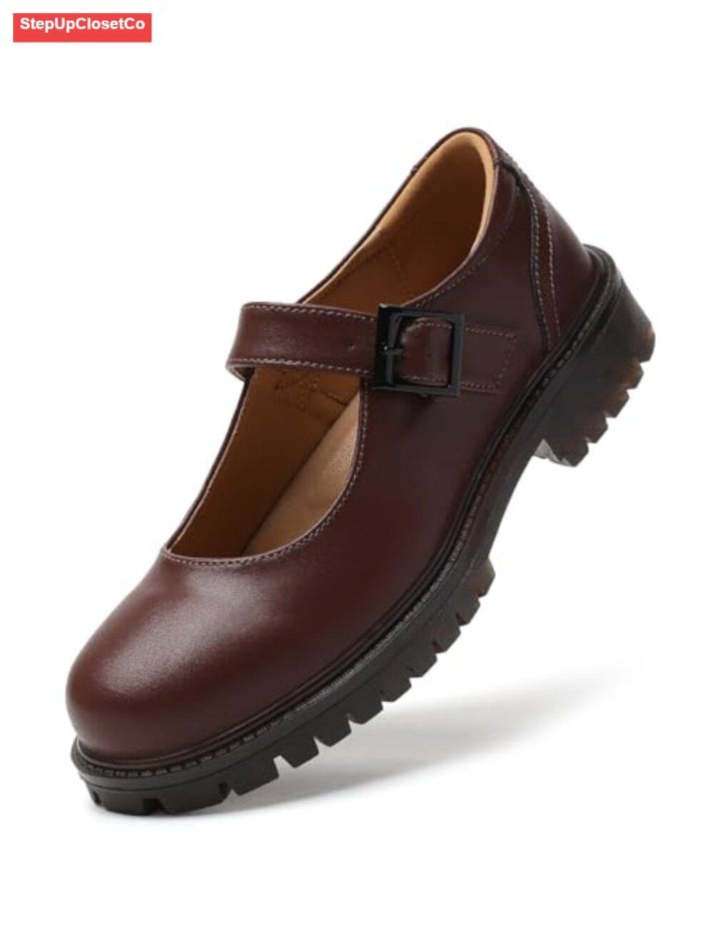 Women's Mary Jane Flats Comfortable Non-Slip Work Shoes Adjustable Hook Loop